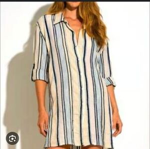 Elan Blue and White Striped Mini Dress